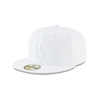 White Los Angeles Dodgers Hat - New Era MLB Whiteout Basic 59FIFTY Fitted Caps USA8920314